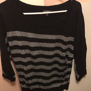 Express Black Gray Striped Sweater